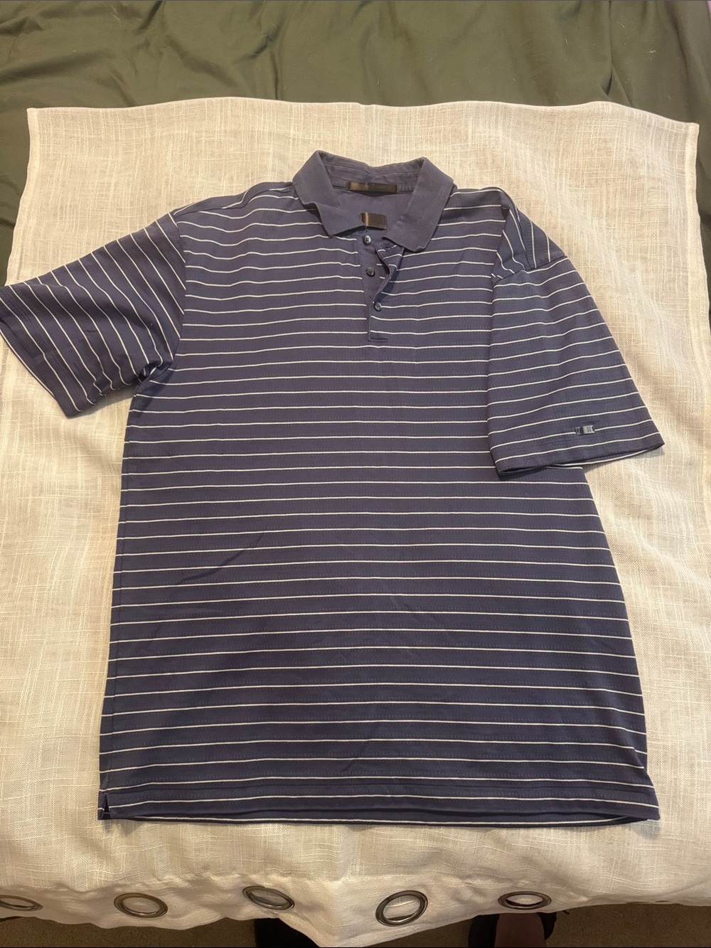 Men's Navy Blue Nike Tiger Woods Striped Polo Shirt